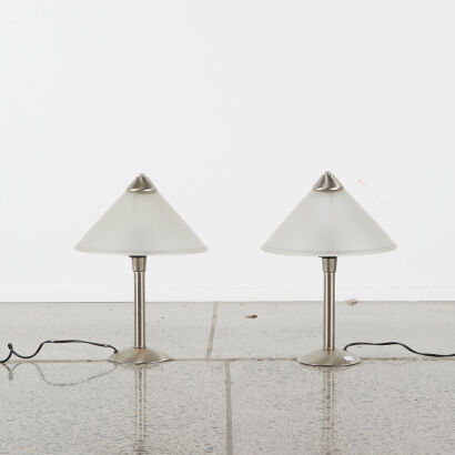 A Pair of Brushed Chrome Lamps