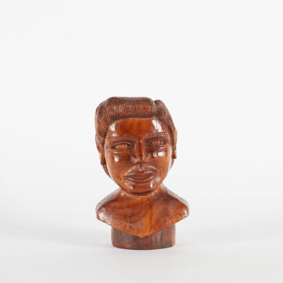 A Folk Art Carved Wooden Bust Sculpture