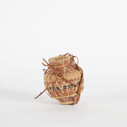 A Small Vintage Woven Lidded Basket