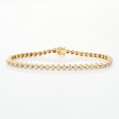 9ct Yellow Gold, 2.00ct Diamond Tennis Bracelet
