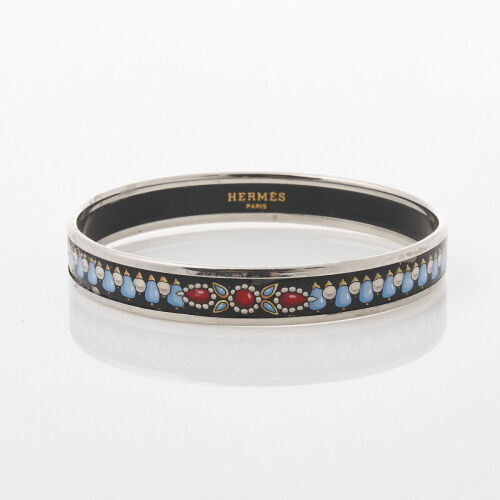 Hermès, 10mm Wide Enamel Bangle with Box