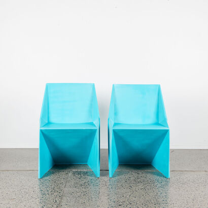 A Pair Of Geometric Retro Style Blow Moulded Plastic Chairs