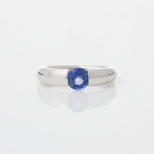 14ct White Gold, Tension Set .94ct Sapphire Ring by Danhov