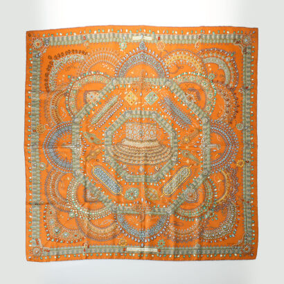 Herm&egrave;s Parures Des Maharajas 100% Silk Scarf