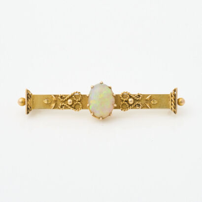 15ct Yellow Gold, Victorian, Opal Bar Brooch