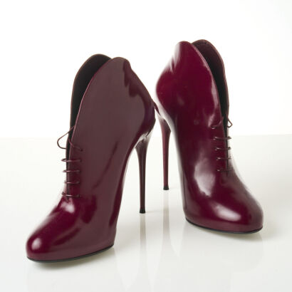 Gucci Marmont Patent Lace Up Stiletto Boots, Size 39 1/2