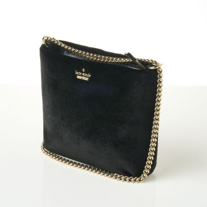 Kate Spade Black Velvet Evening Bag with Shoulder Strap