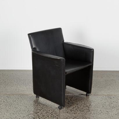 An Italian Post Modern Black Leather Chair
