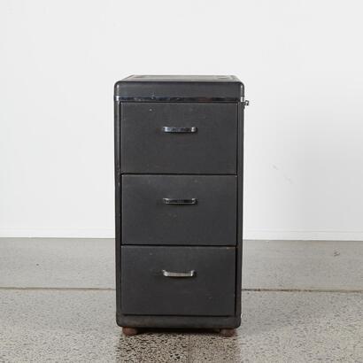 A Vintage Three Drawer Metal Filing Cabiet Made In England
