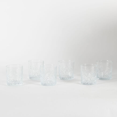 A Set Of Six Cut Glass Double Old Fashioned Glasses