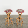 A Pair Of Mid-Century Cane Bar Stools - 2