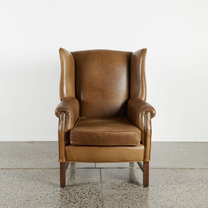 An English Leather Library Chair