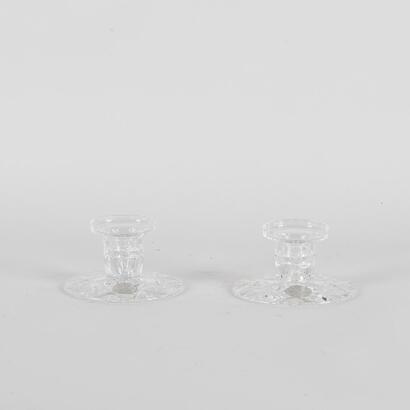 A Pair Of Webb Corbett Crystal Candle Holders