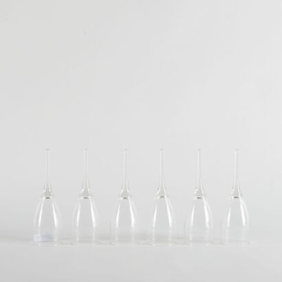 A Set Of Six Moet and Chandon Bottomless Champagne Glasses