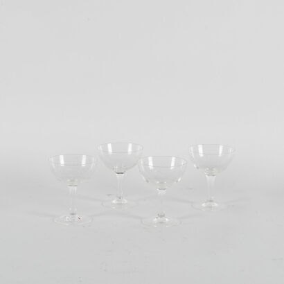 A Set Of Four Vintage Bamboo Etched Champagne Coupes