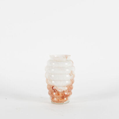 A Mottled Ribbed Deco Glass Vase