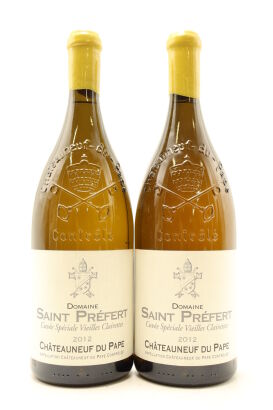 (2) 2012 Domaine Saint Prefert Chateauneuf-du-Pape 'Cuvee Speciale Vieilles Vignes Clairette', Rhone, 1500ml