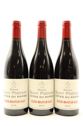 (3) 2016 Domaine Saint Prefert Cotes du Rhone Clos Beatus Ille, Rhone