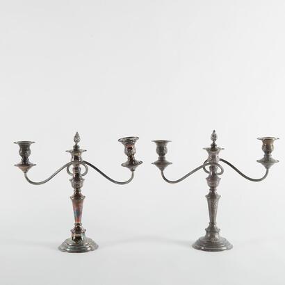 Two Ornate Antique Candelabras