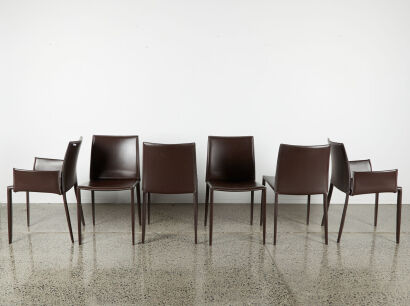 A Set Of Six Bontempi Sally Leather Dining Chairs