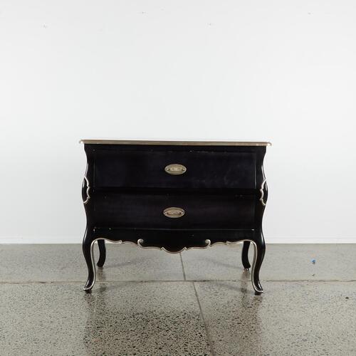 A Black Baroque Style Chest Of Drawers