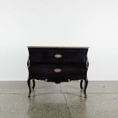 A Black Baroque Style Chest Of Drawers