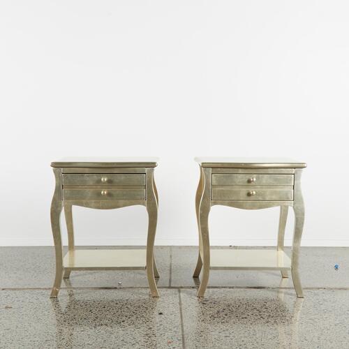 A Pair Of French Gold Painted Bedside Tables