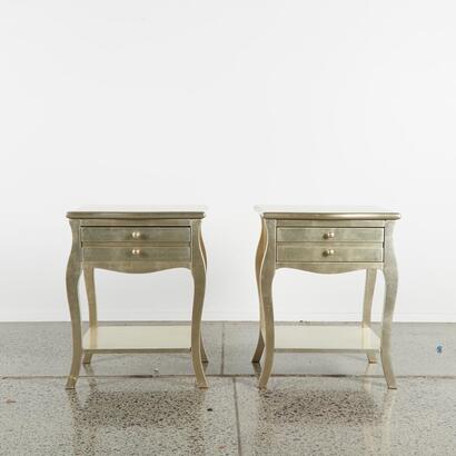 A Pair Of French Gold Painted Bedside Tables