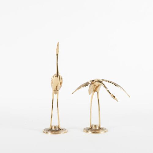 A Pair Brass Herons