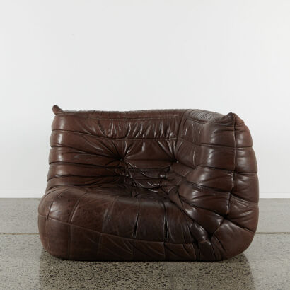 A Togo Leather Corner Sofa By Michel Ducaroy For Ligne Roset