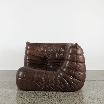 A Togo Leather Corner Sofa By Michel Ducaroy For Ligne Roset