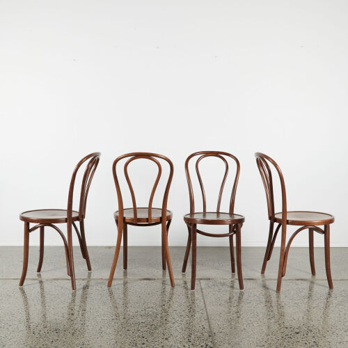 A Set Of Four Walnut Cintesi Twist Bentwood Chairs, Poland
