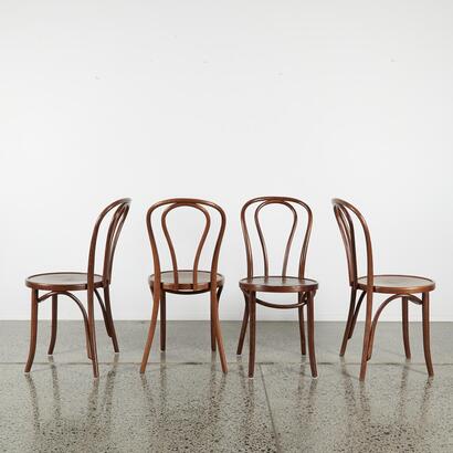 A Set Of Four Walnut Cintesi Twist Bentwood Chairs, Poland