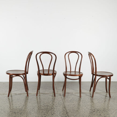 A Set Of Four Walnut Cintesi Twist Bentwood Chairs, Poland