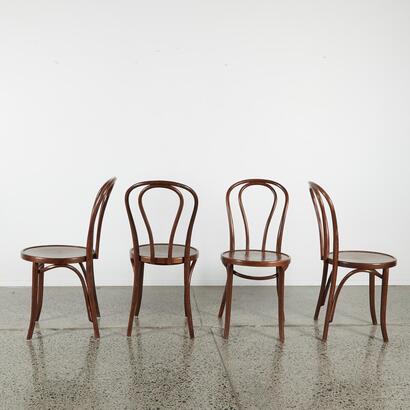 A Set Of Four Walnut Cintesi Twist Bentwood Chairs, Poland