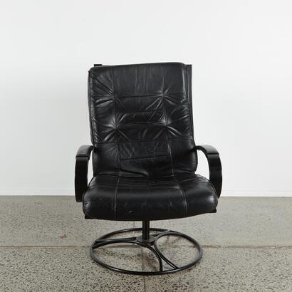 A Vintage Swedish Bentwood Lounge Chair In Black Leather