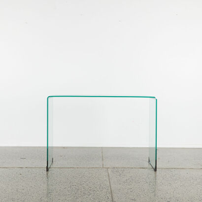 A Contemporary Glass Waterfall Console