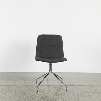 A Contemporary Swivel Chair In Grey Fabric & Metal Base