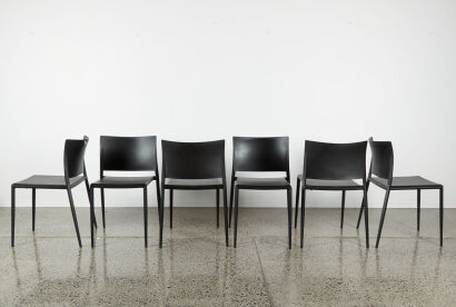 A Set Of Six Minimal Black Designer Chairs