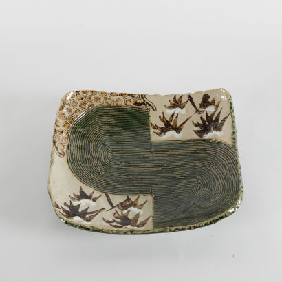 A Large Japanese Oribe Ware Platter