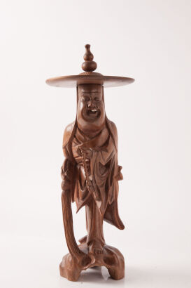 A Late 19th Century Chinese Wood Carving of Old Man