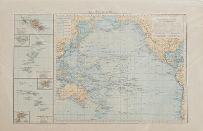 An Antique Map Pacific Ocean Circa 1899