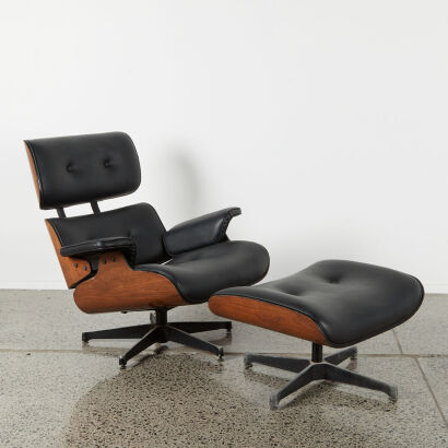 An Eames Style Chair and Ottoman