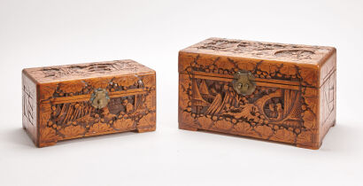 Two Asian Jewelry Wood Boxes