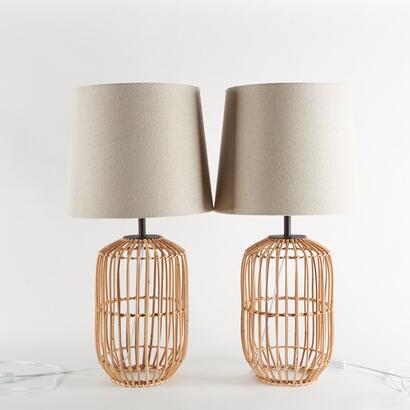 A Pair Of Contemporary Cane Table Lamps