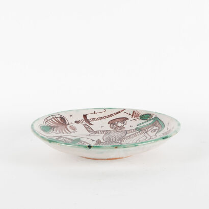 A Large Handmade Punter Ceramic Wall Hanging Dish