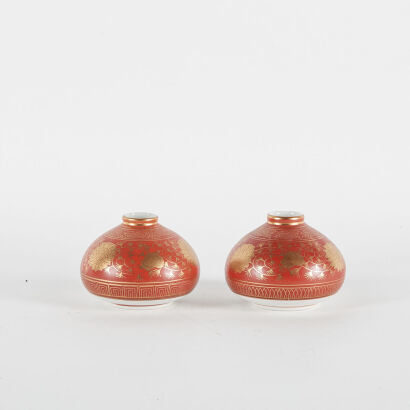 A Pair Of Japanese Hand Painted Vases