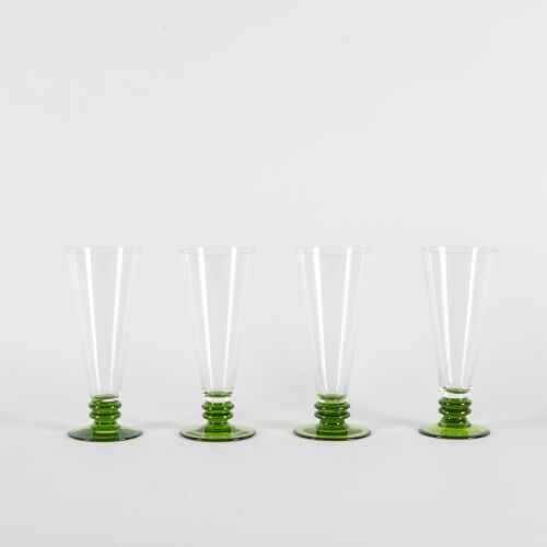 A Collection Of Four French Green Stemmed Cocktail Glasses