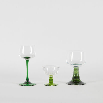 A Trio Of Green Stemmed Glasses
