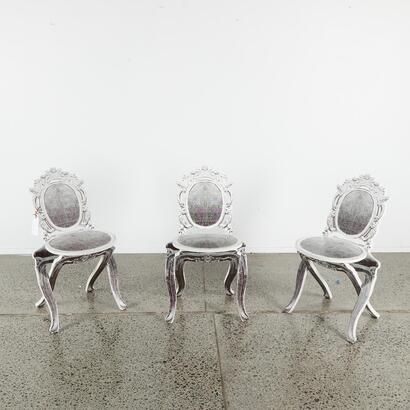 A Set Of Three Madame De Pompadour Folding Chair